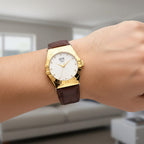 EON 1962 Ronda 763 Limited Edition Swiss Movement VVS/ E-F 12 Lab Grown Diamonds Watch with 5ATM Water Resistance Leather Strap-Brown_8416962_3