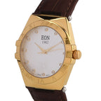 EON 1962 Ronda 763 Limited Edition Swiss Movement VVS/ E-F 12 Lab Grown Diamonds Watch with 5ATM Water Resistance Leather Strap-Brown_8416962_4