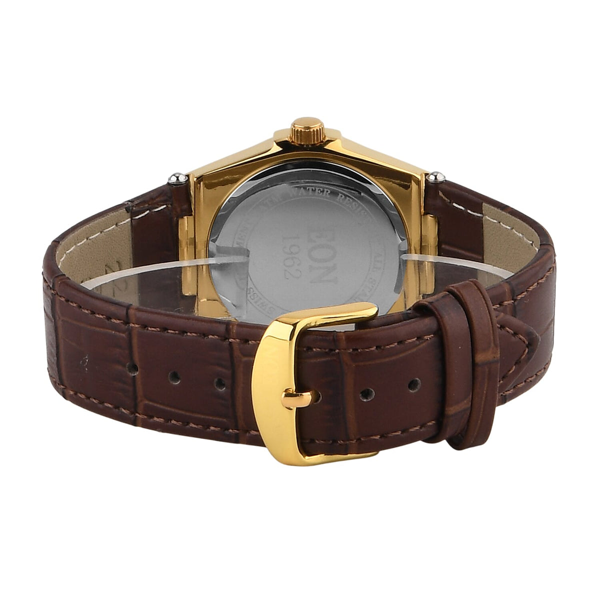 EON 1962 Ronda 763 Limited Edition Swiss Movement 12 Lab Grown Diamond ( VVS- E-F) Watch with 5ATM Water Resistance Leather Strap-Brown 8416962 8