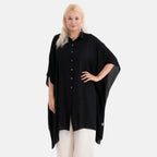 La Marey Kaftan-Style Longline Shirt (One Size) - Black_8416988_4