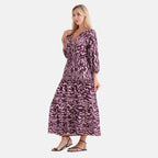 La Marey Viscose Elastic Waist Tiered A-Line Maxi Dress (Size S/M, 8-14) - Peach and Purple_8417106_3