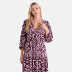 La Marey Viscose Elastic Waist Tiered A-Line Maxi Dress (Size S/M, 8-14) - Peach and Purple_8417106_4