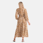 La Marey Viscose Elastic Waist Tiered A-Line Maxi Dress (Size L/XL, 16-22) - White & Metallic Gold_8417129_2