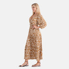 La Marey Viscose Elastic Waist Tiered A-Line Maxi Dress (Size L/XL, 16-22) - White & Metallic Gold_8417129_3