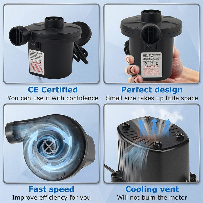 Multi-Purpose 50W High-Volume AC Electric Air Pump - 400L-Min 0.7Psi Fast Air Pump for Mattresses Pools Toys - Black 8418231 2