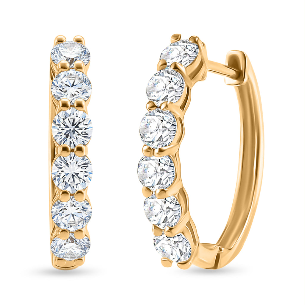 D'Joy Moissanite Hoop Earrings with Clasp in Yellow Gold Plated Sterling Silver 1.90 Ct._8418458