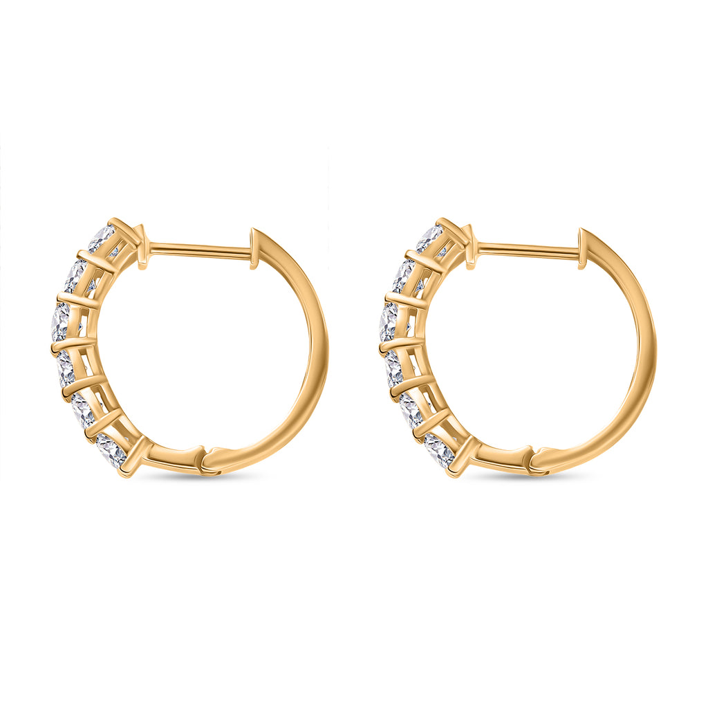 D'Joy Moissanite Hoop Earrings with Clasp in Yellow Gold Plated Sterling Silver 1.90 Ct._8418458_3