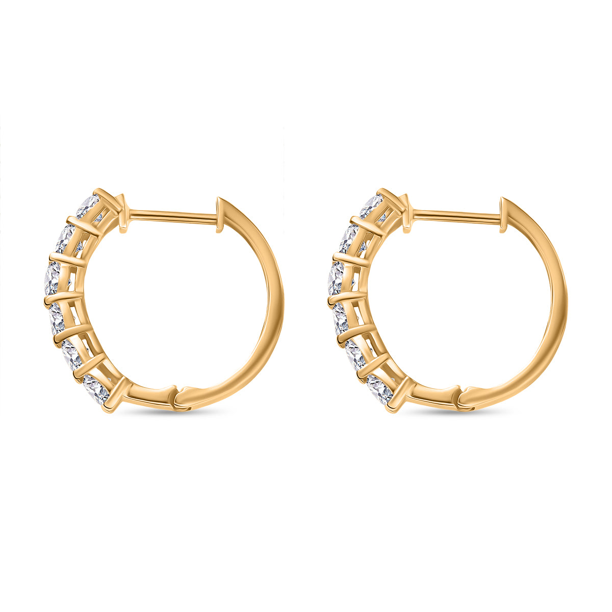 D'Joy Moissanite Hoop Earrings with Clasp in Yellow Gold Plated Sterling Silver 1.90 Ct. V32539808 4
