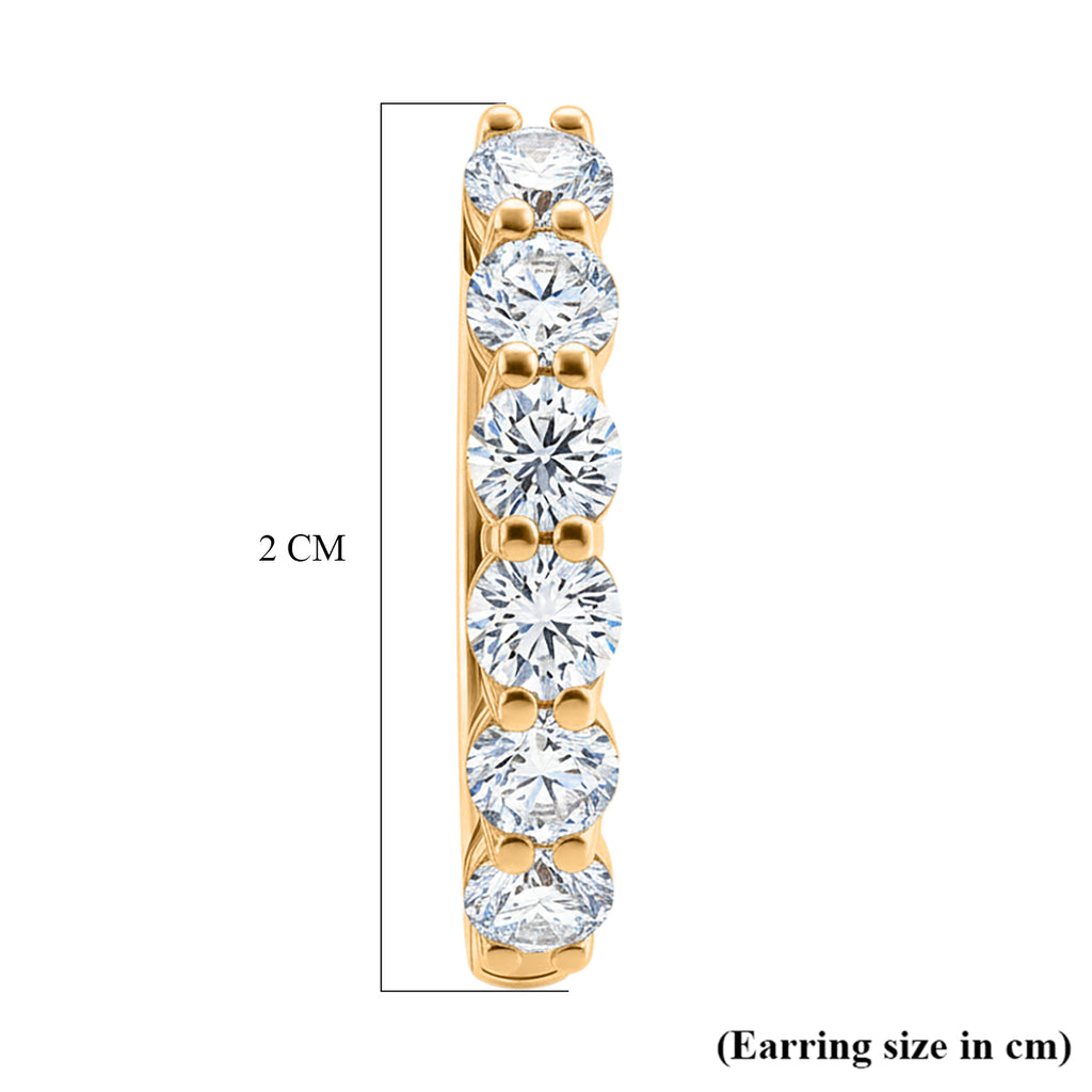 D'Joy Moissanite Hoop Earrings with Clasp in Yellow Gold Plated Sterling Silver 1.90 Ct._8418458_4