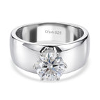 D'Joy - Moissanite Solitaire Band Ring in Rhodium Overlay Sterling Silver 1.20 Ct._8418468