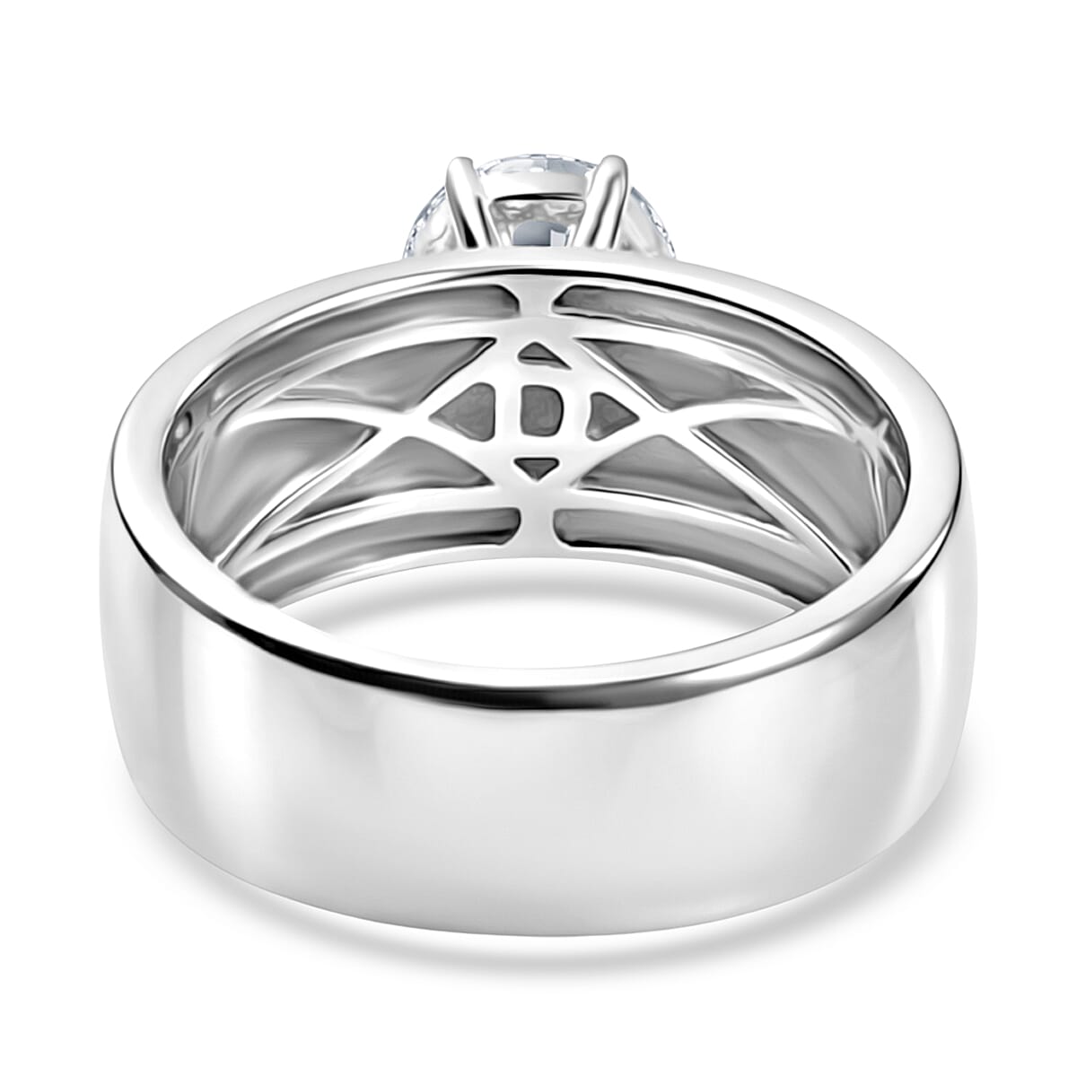 D'Joy 1.2 Ct. Moissanite Band Solitaire Ring in Rhodium Overlay Sterling Silver V32551537 5