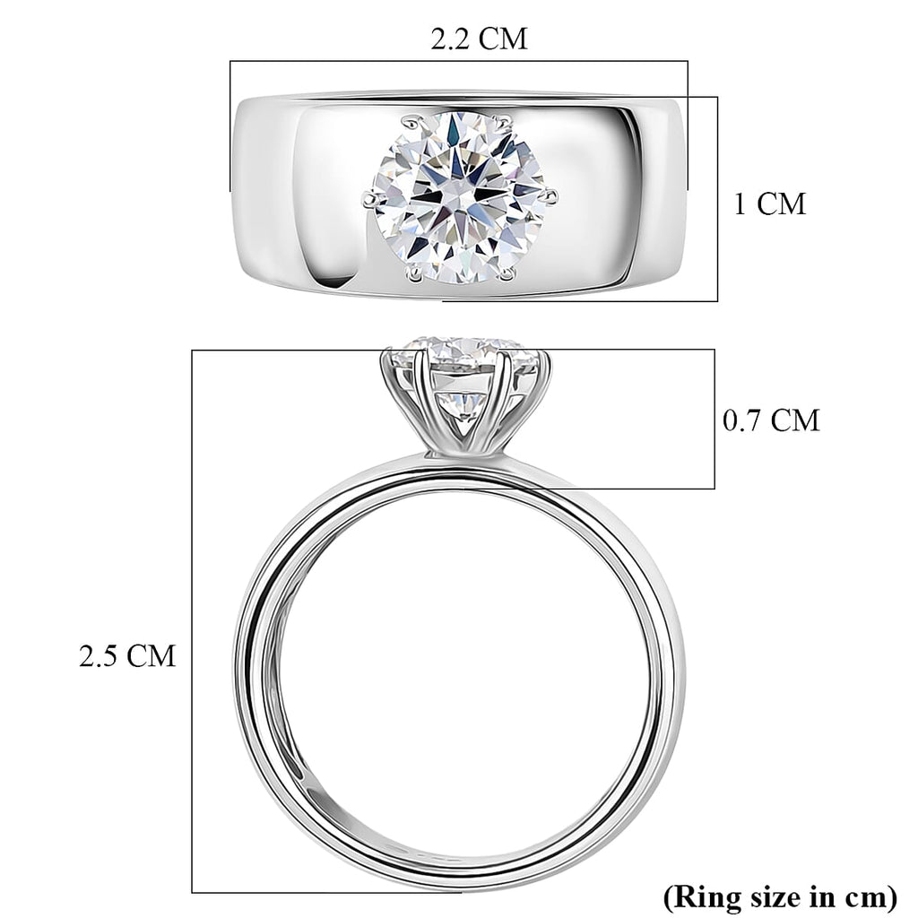 D'Joy - Moissanite Solitaire Band Ring in Rhodium Overlay Sterling Silver 1.20 Ct._8418468_5
