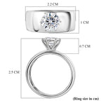 D'Joy - Moissanite Solitaire Band Ring in Rhodium Overlay Sterling Silver 1.20 Ct._8418468_5