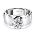 D'Joy - Moissanite Solitaire Band Ring in Rhodium Overlay Sterling Silver 1.20 Ct._8418469