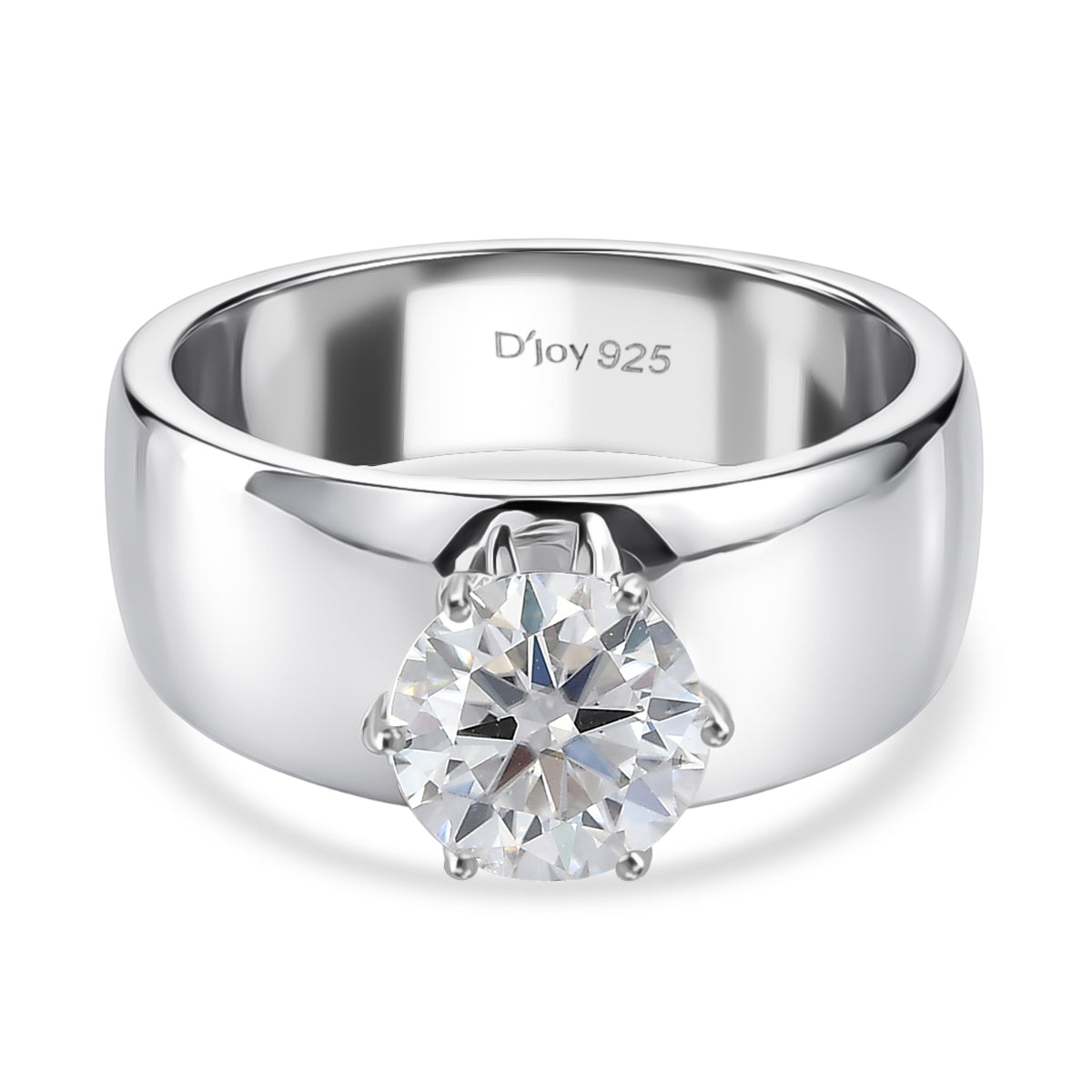D'Joy 1.2 Ct. Moissanite Band Solitaire Ring in Rhodium Overlay Sterling Silver V32523691 0