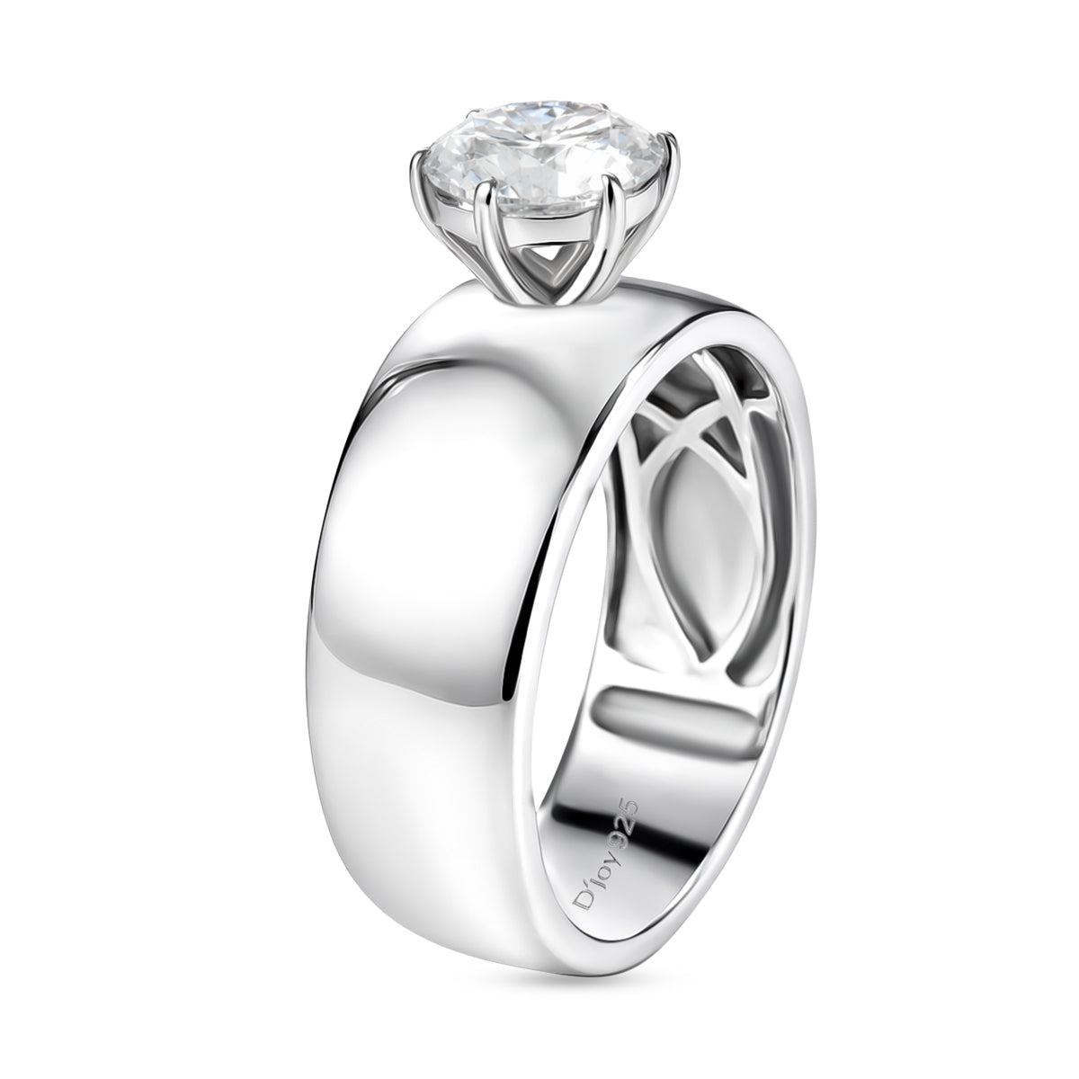 D'Joy 1.2 Ct. Moissanite Band Solitaire Ring in Rhodium Overlay Sterling Silver V32523691 4