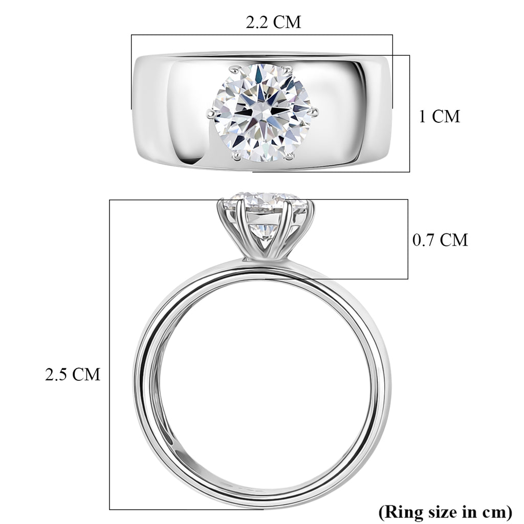 D'Joy - Moissanite Solitaire Band Ring in Rhodium Overlay Sterling Silver 1.20 Ct._8418469_5