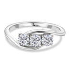 D'Joy Moissanite Trilogy Bypass Round Ring in Platinum Overlay Sterling Silver_8418522