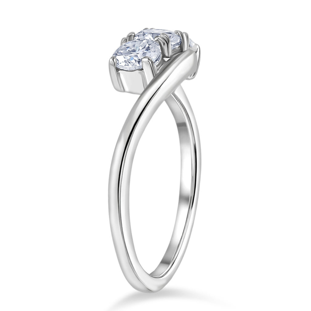 D'Joy Moissanite Trilogy Bypass Round Ring in Platinum Overlay Sterling Silver_8418522_3