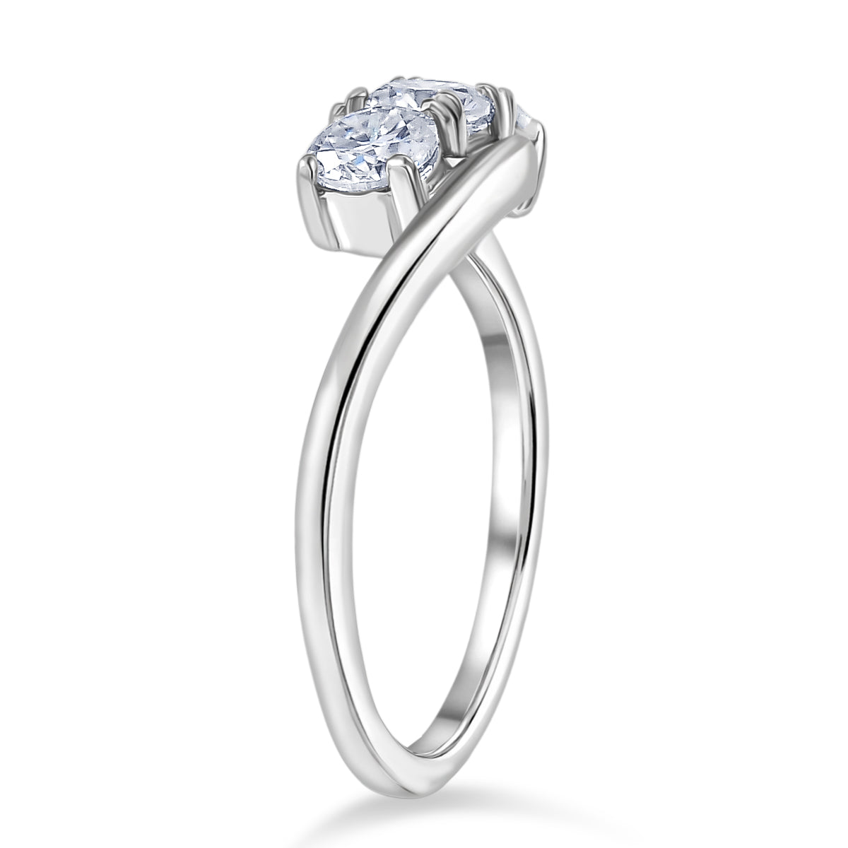 D'Joy Moissanite Trilogy Bypass Round Ring in Platinum Overlay Sterling Silver 8418522 4