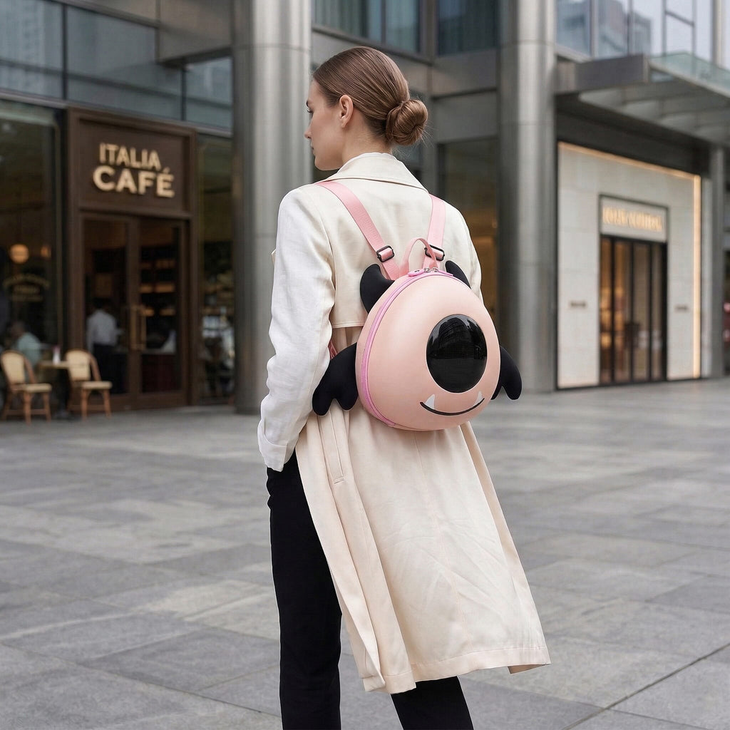LED Smart Waterproof Monster Hard-shell Backpack with Wings (Powerbank not incl.) - Pink_8418574_2