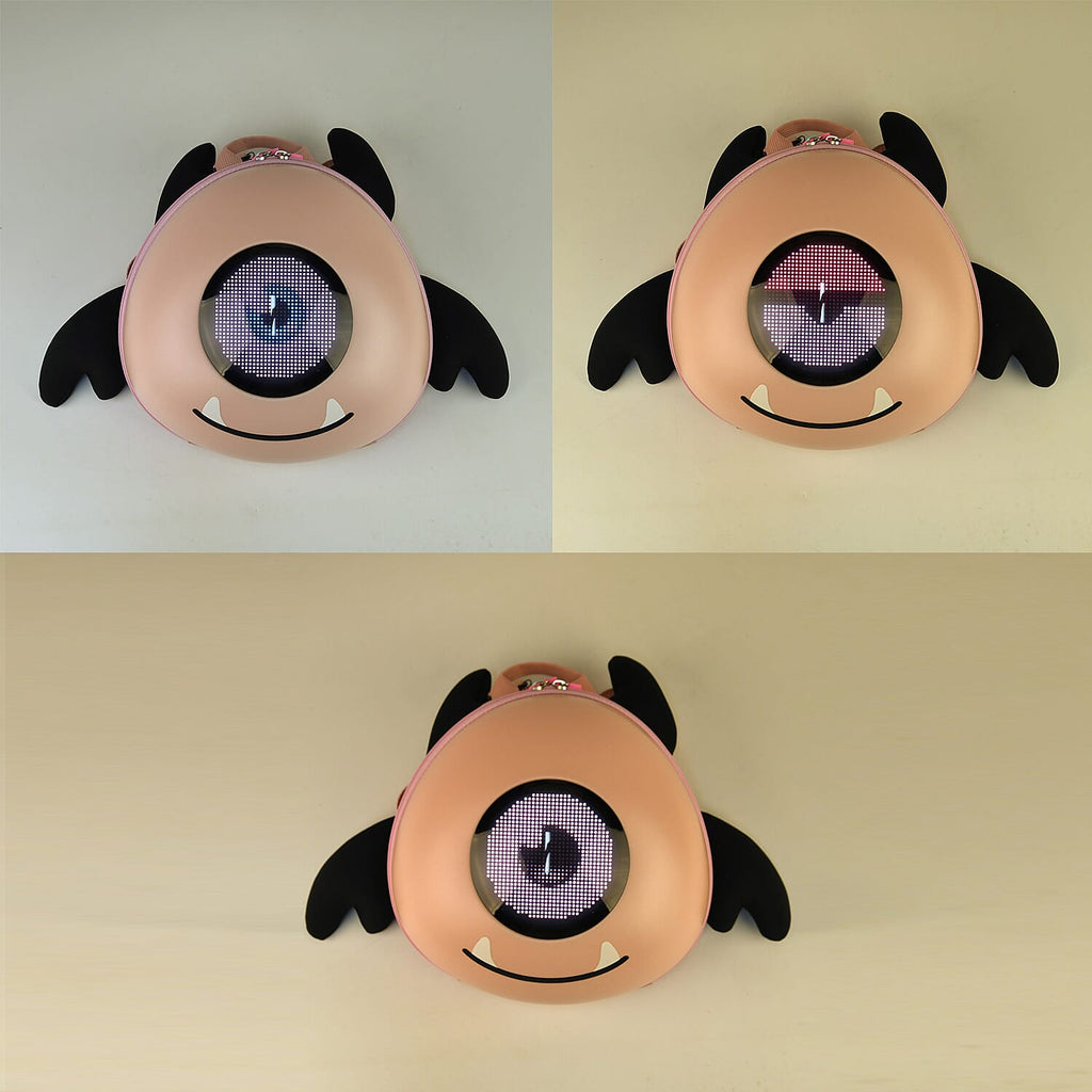 LED Smart Waterproof Monster Hard-shell Backpack with Wings (Powerbank not incl.) - Pink_8418574_3