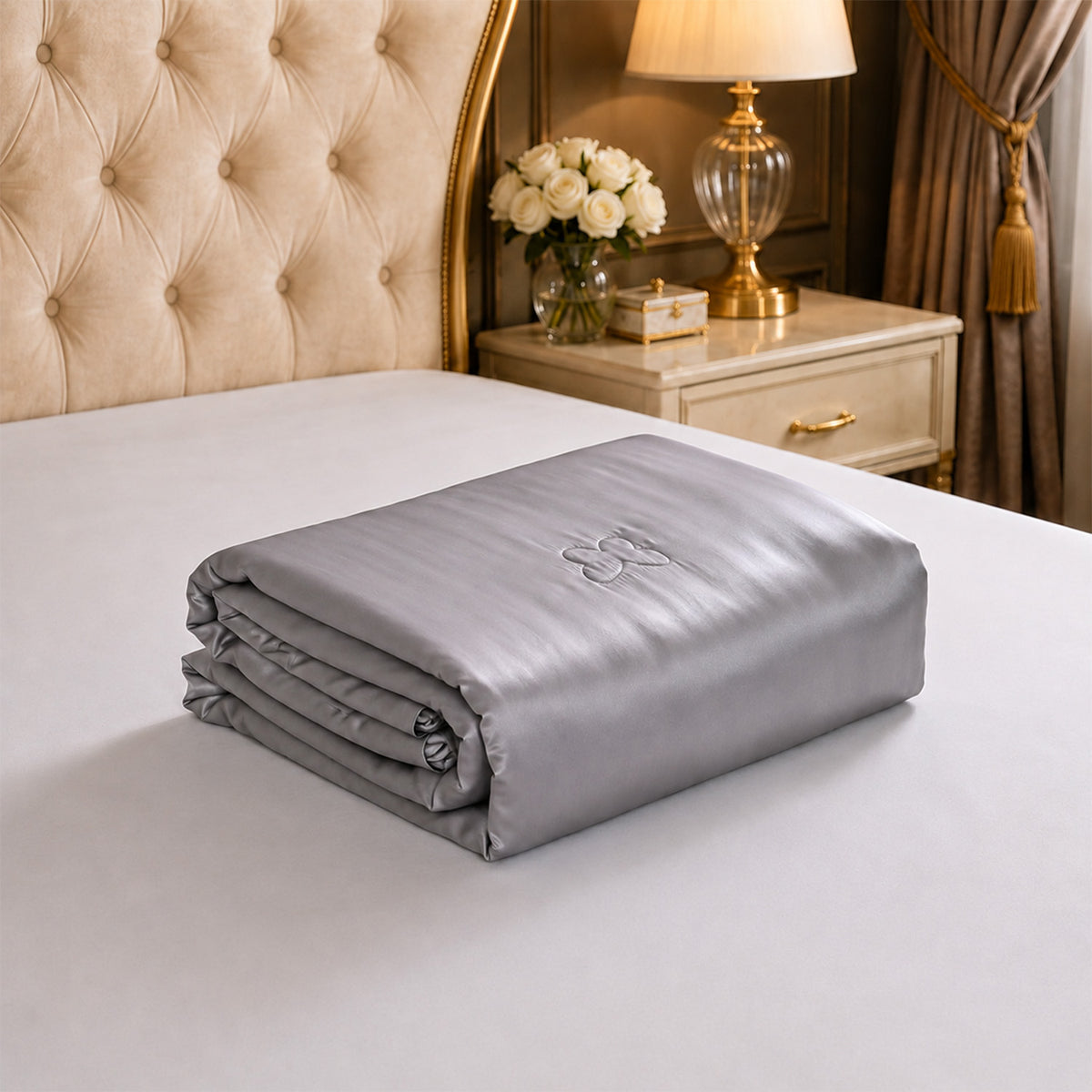 La Marey Signature 100% Mulberry Silk Quilt (135 x 200 cm, Single 400Gms) - Grey 8419176 3