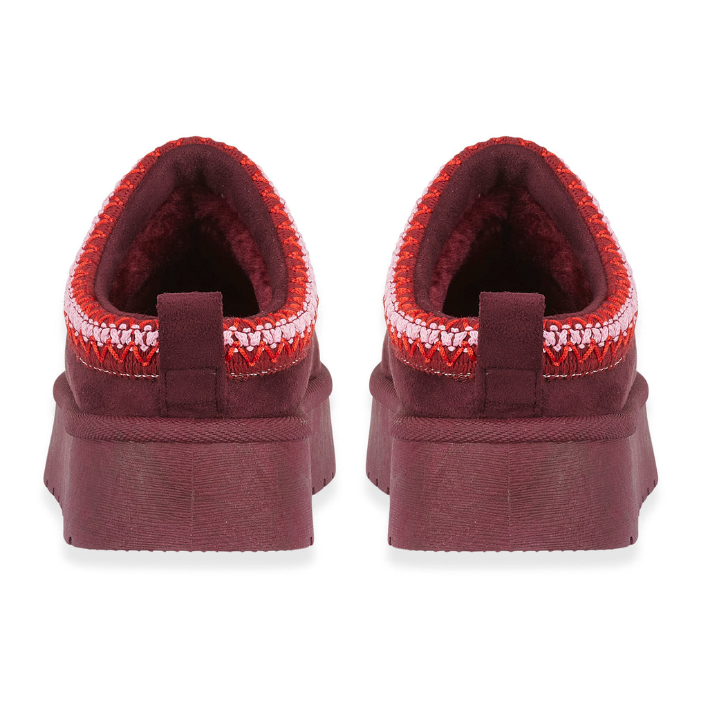 Pandora Platform Embroidered Trim Mule Slippers (Size 5) - Plum_8419324_2