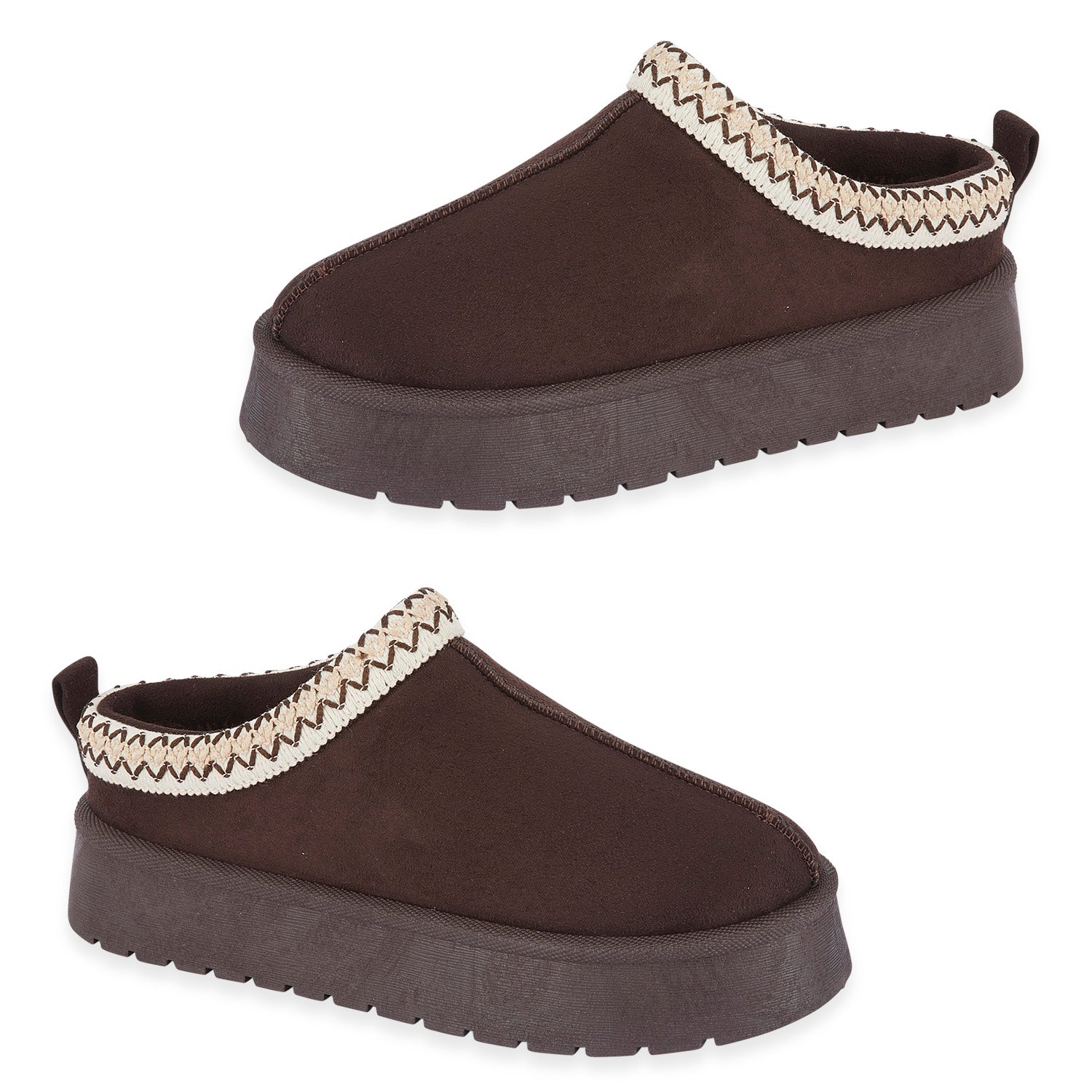 Pandora Platform Embroidered Trim Mule Slippers (Size 6) - Chocolate V32521108 0