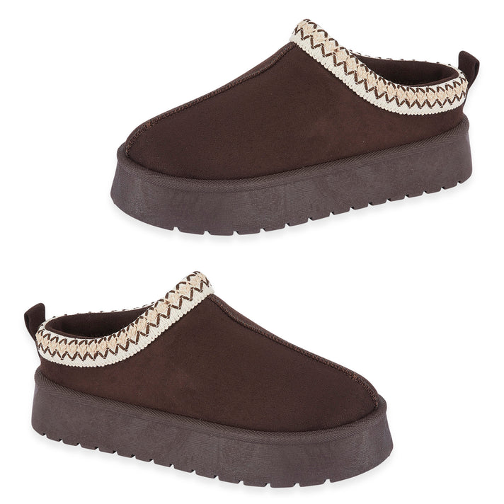 Pandora Platform Embroidered Trim Mule Slippers (Size 6) - Chocolate V32622757 1
