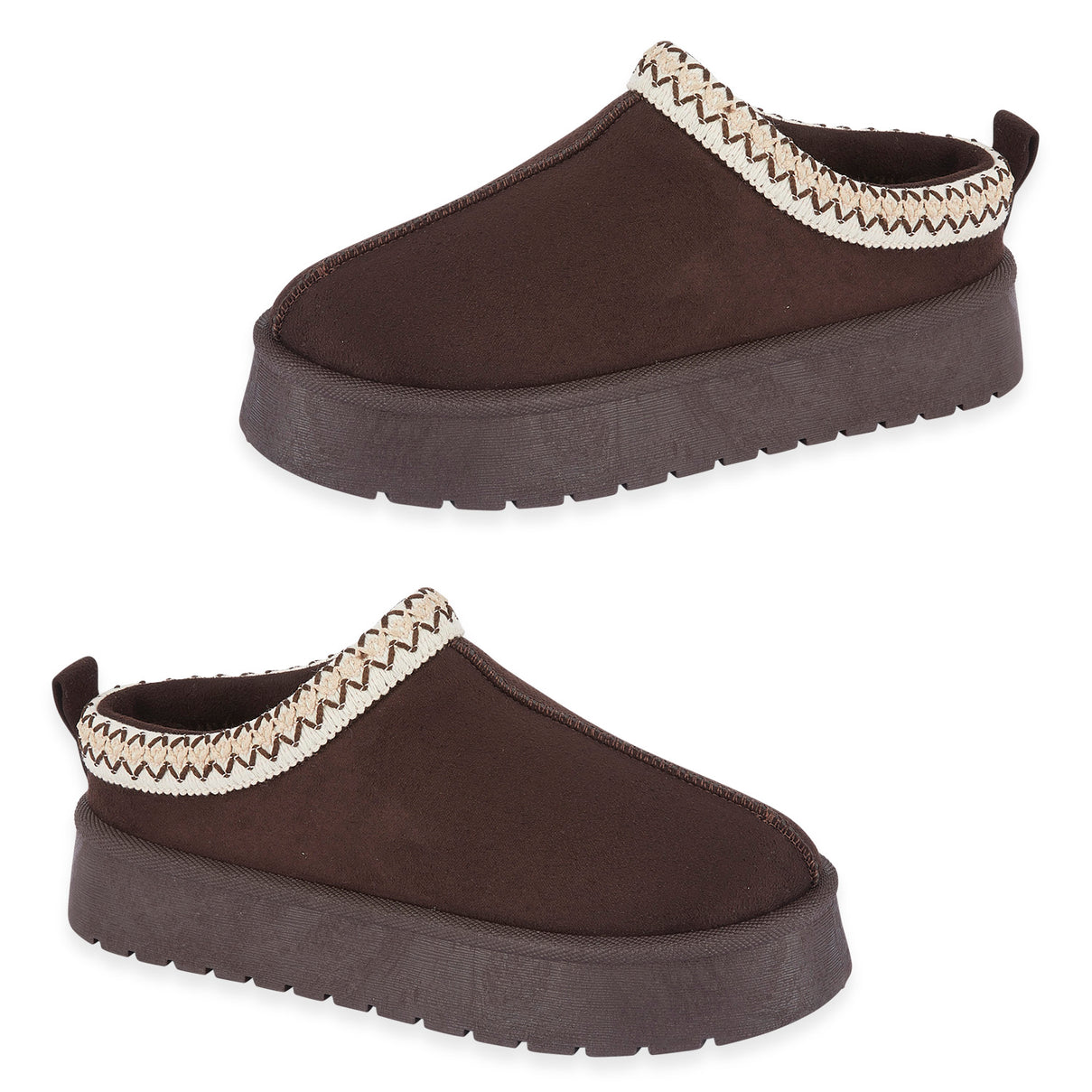 Pandora Platform Embroidered Trim Mule Slippers (Size 7) - Chocolate V32521105 0