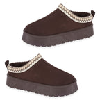 Pandora Platform Embroidered Trim Mule Slippers (Size 7) - Chocolate_8419331