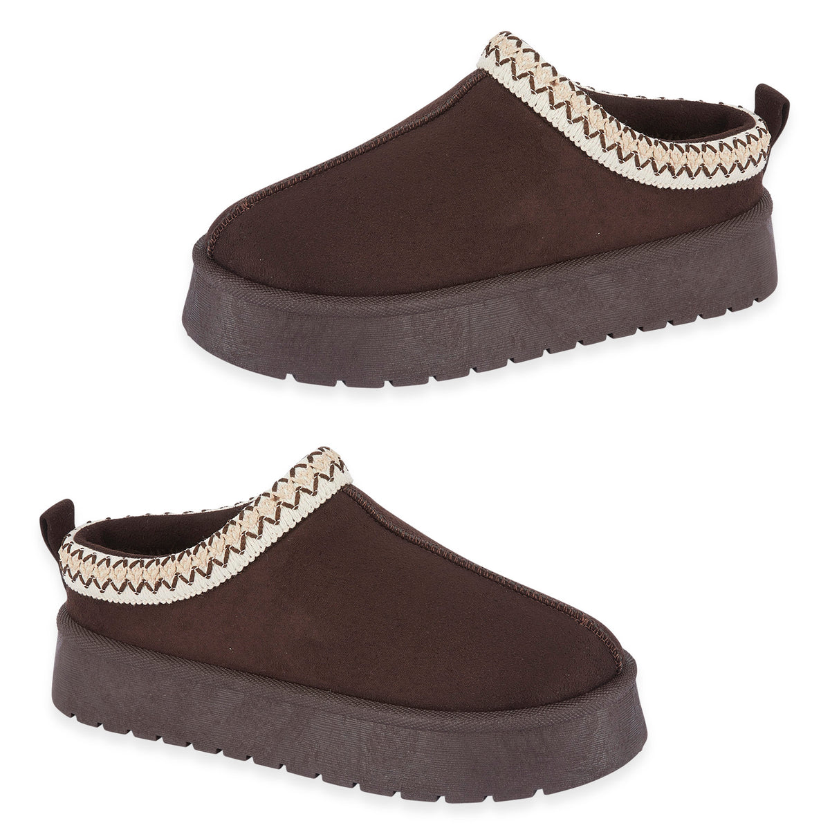 Pandora Platform Embroidered Trim Mule Slippers (Size 7) - Chocolate V32521105 0