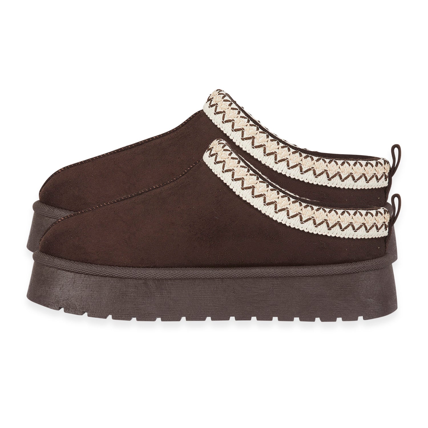 Pandora Platform Embroidered Trim Mule Slippers (Size 7) - Chocolate V32521105 1