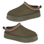 Pandora Platform Embroidered Trim Mule Slippers (Size 5) - Olive_8419334
