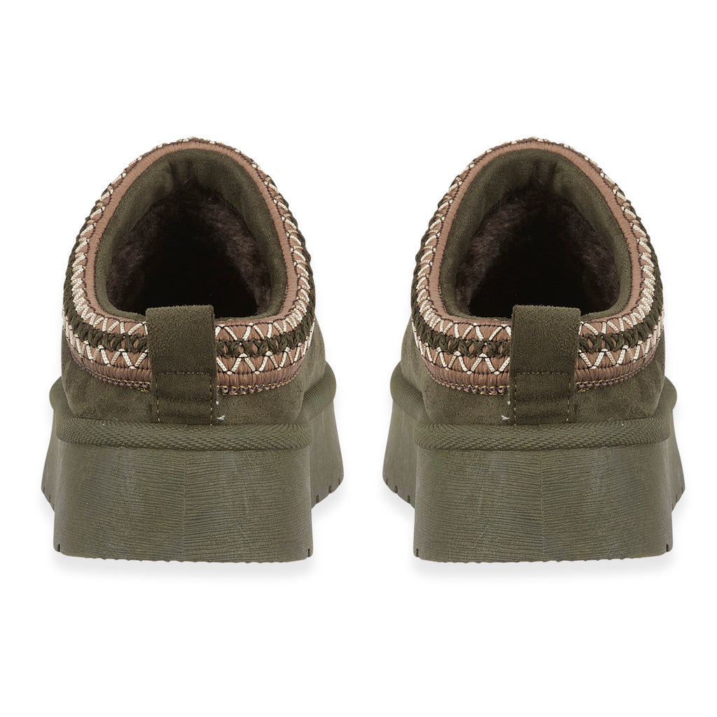 Pandora Platform Embroidered Trim Mule Slippers (Size 5) - Olive_8419334_2