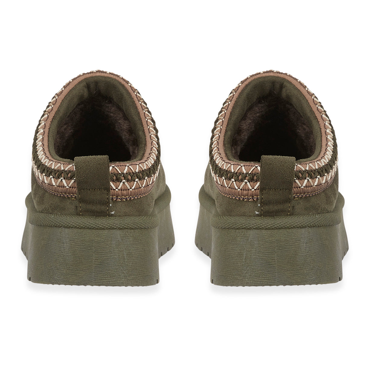 Pandora Platform Embroidered Trim Mule Slippers (Size 5) - Olive V32492512 2