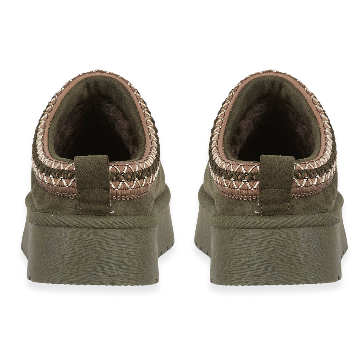 Pandora Platform Embroidered Trim Mule Slippers (Size 6) - Olive V32521635 2