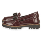 Adeline Chain Detail Chunky Cleated Sole Slip-On Trendy Loafers (Size 5) - Burgundy Crinkle_8419369_1