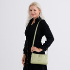 Limited Edition Designer Inspired - Premium Leather Shoulder Bag with Dual Interchangeable Straps - Light Green_8419390_2