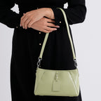 Limited Edition Designer Inspired - Premium Leather Shoulder Bag with Dual Interchangeable Straps - Light Green_8419390_3