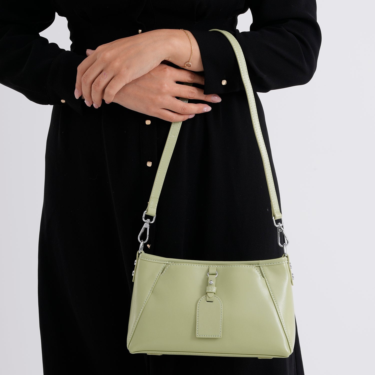 Limited Edition Designer Inspired - Premium Leather Shoulder Bag with Dual Interchangeable Straps - Light Green V32515882 4