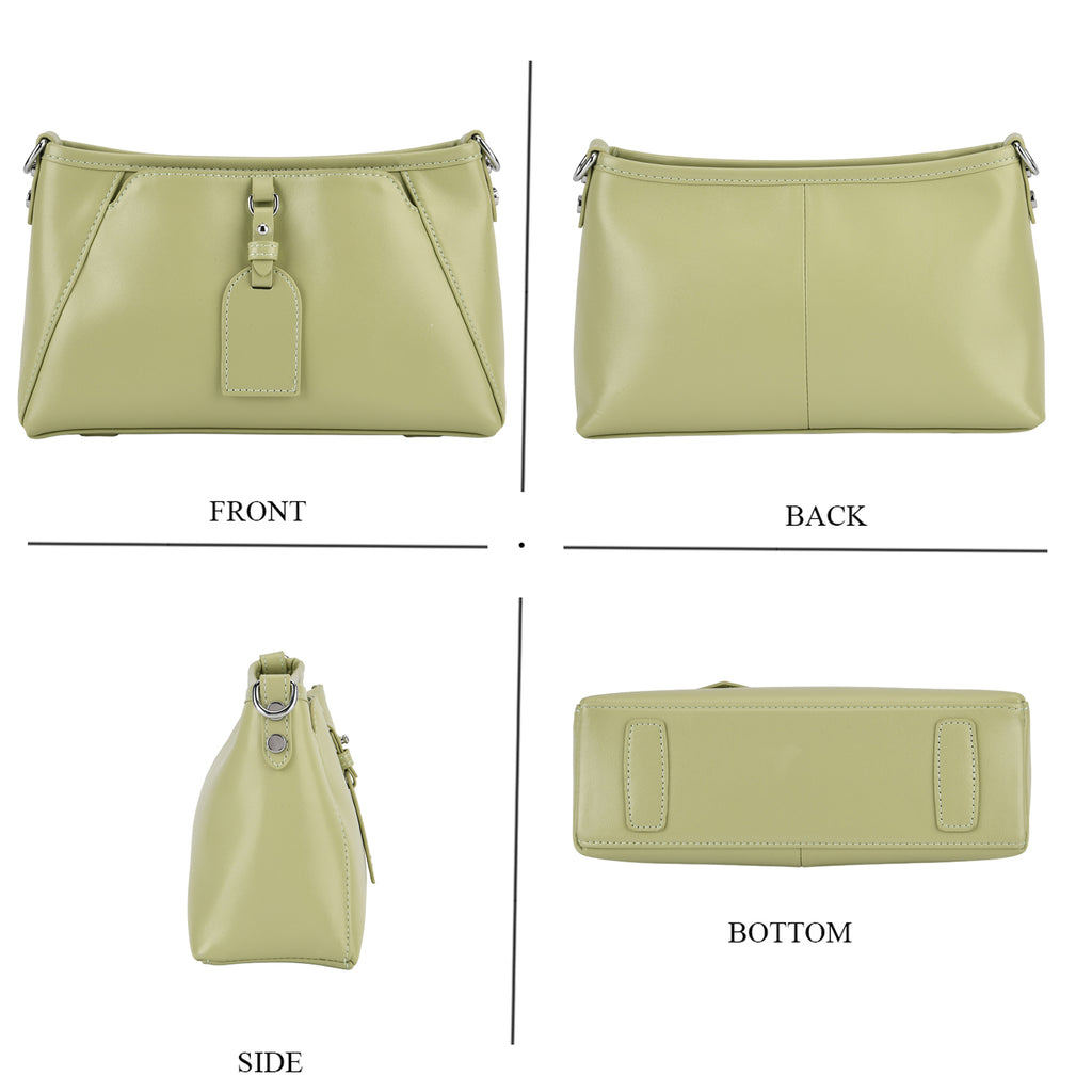 Limited Edition Designer Inspired - Premium Leather Shoulder Bag with Dual Interchangeable Straps - Light Green_8419390_4