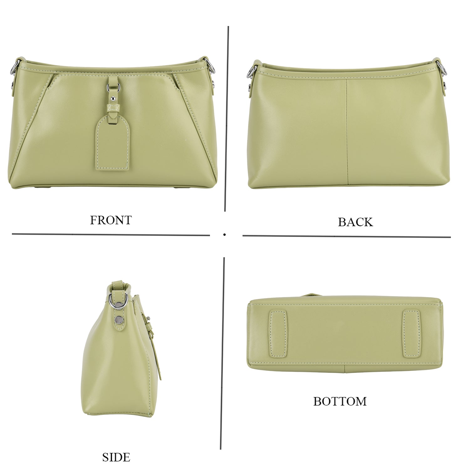 Limited Edition Designer Inspired - Premium Leather Shoulder Bag with Dual Interchangeable Straps - Light Green V32515882 5