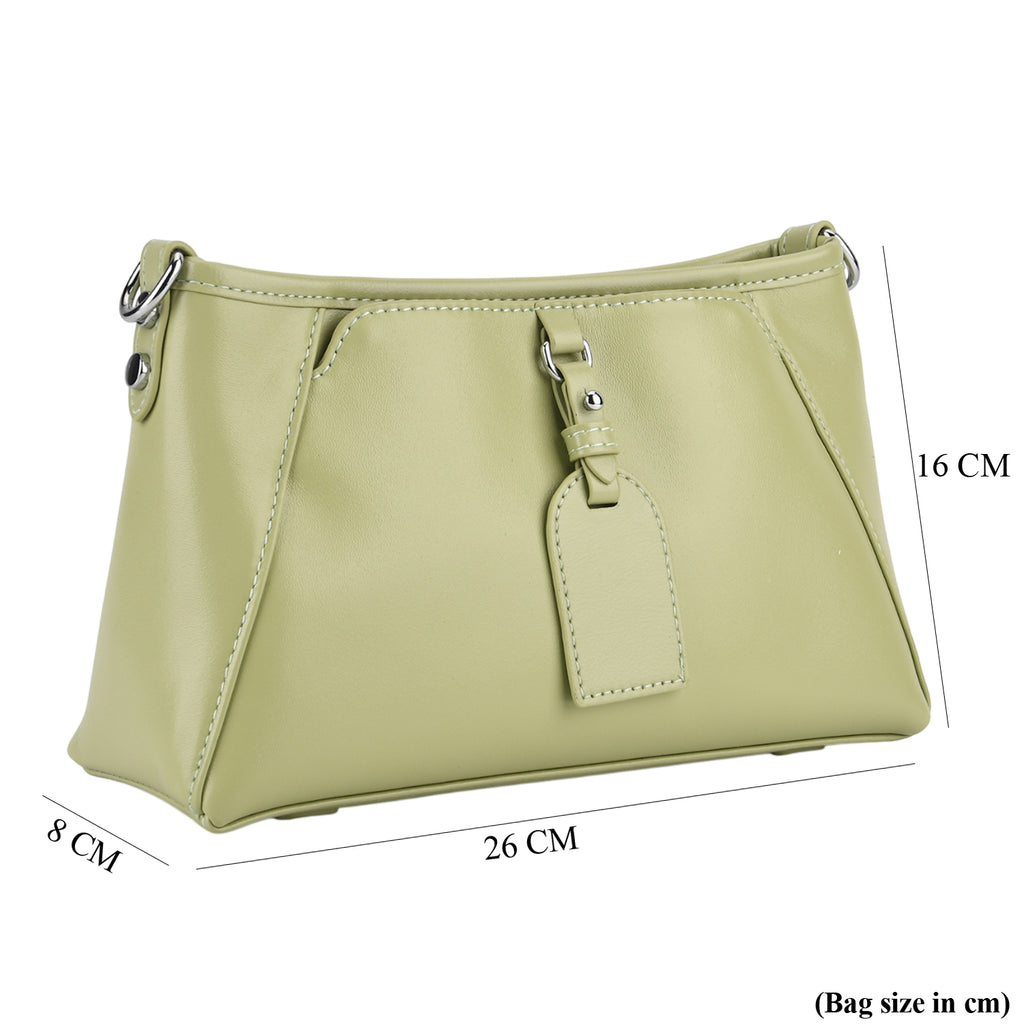 Limited Edition Designer Inspired - Premium Leather Shoulder Bag with Dual Interchangeable Straps - Light Green_8419390_8