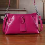 Limited Edition Designer Inspired - Premium Leather Shoulder Bag with Dual Interchangeable Straps - Fuchsia_8419391_1