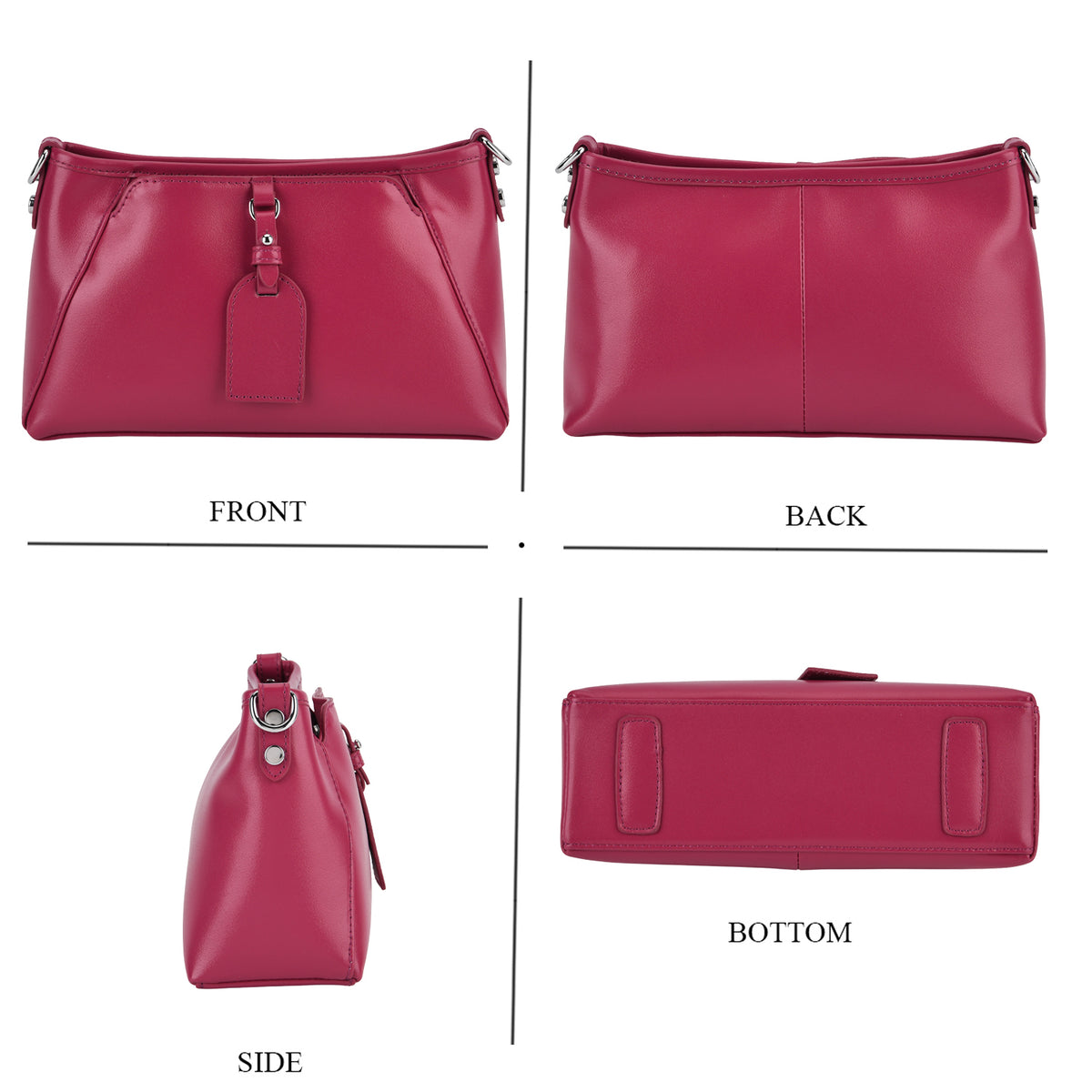 Limited Edition Designer Inspired - Premium Leather Shoulder Bag with Dual Interchangeable Straps - Fuchsia 8419391 5
