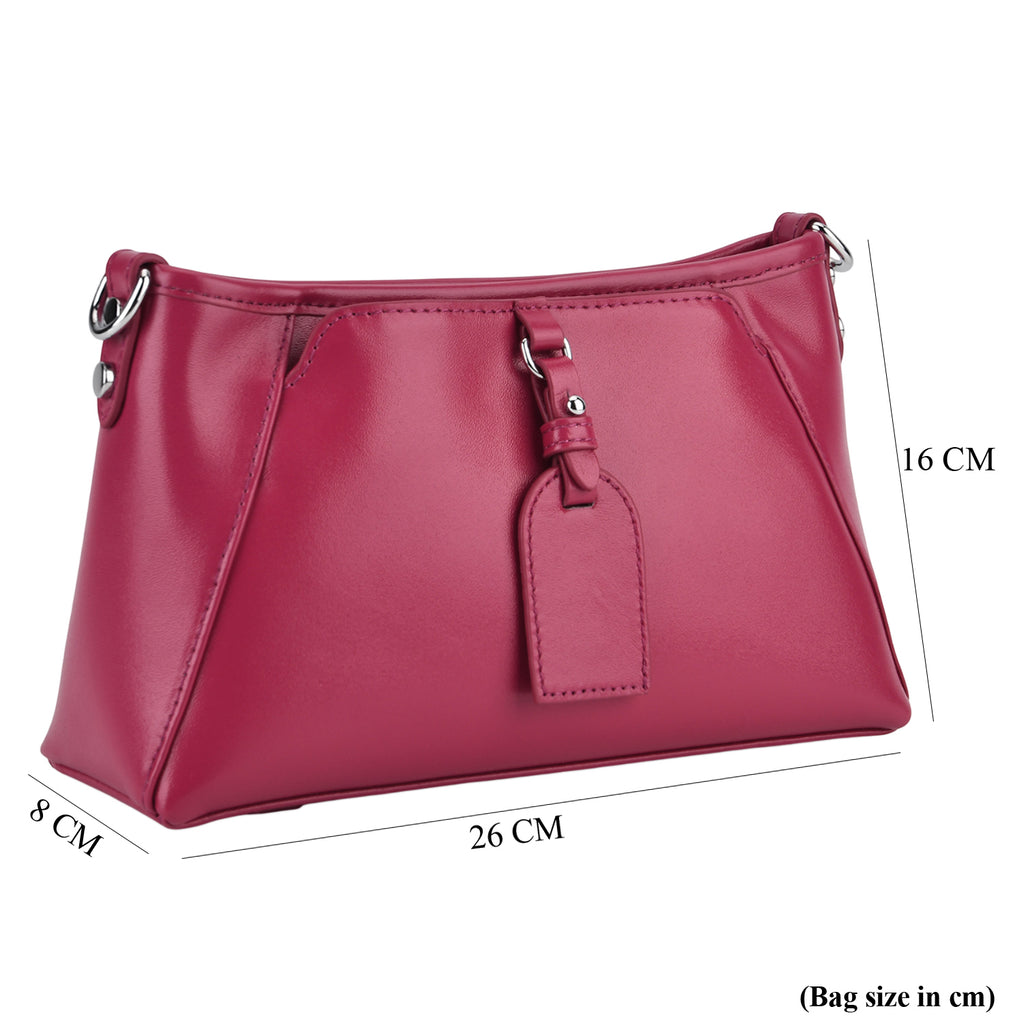 Limited Edition Designer Inspired - Premium Leather Shoulder Bag with Dual Interchangeable Straps - Fuchsia_8419391_8