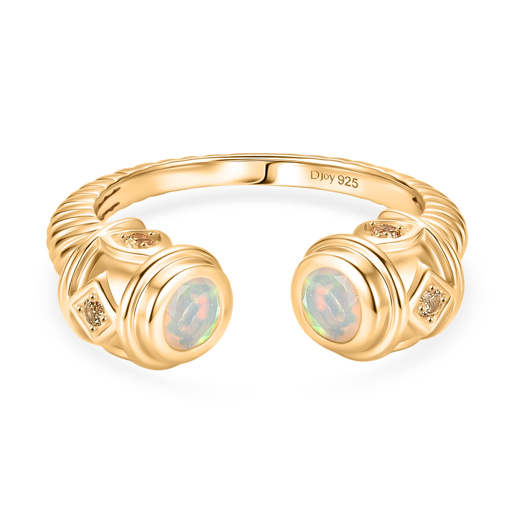 D'Joy Faceted Ethiopian Opal & Yellow Sapphire Ring in Yellow Gold Plated Sterling Silver._8419423