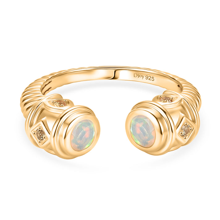 D'Joy Faceted Ethiopian Opal &amp; Yellow Sapphire Ring in Yellow Gold Plated Sterling Silver. 8419423 1